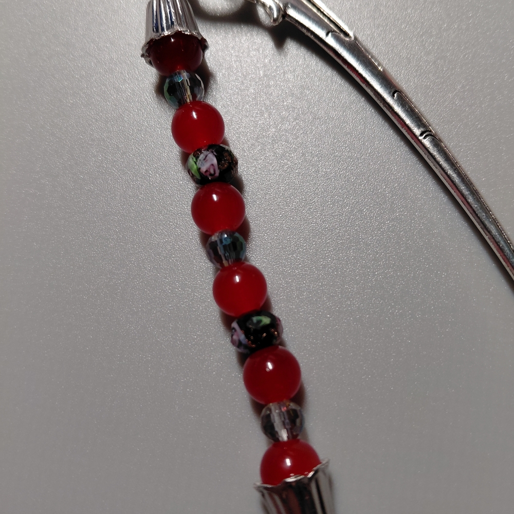 BOOK JEWELRY Beaded Book Mark With Pentagram Focal Glass Crystal Beads - Picture 3 of 7